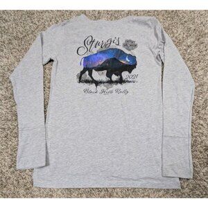 Harley Davidson T Shirt Women's Medium Grey Throttle Lace Up Sturgis Buffalo